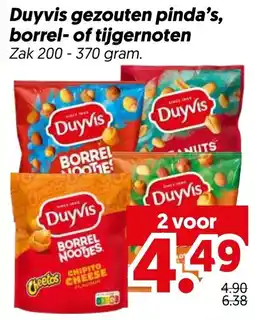 Dekamarkt Duyvis gezouten pinda's, borrel- of tijgernoten aanbieding