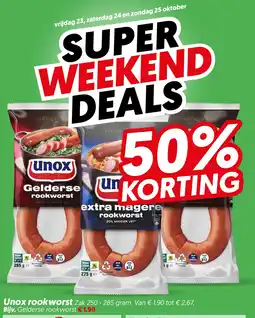 Dekamarkt Unox rookworst aanbieding