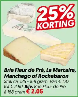 Dekamarkt Brie Fleur de Pré, La Marcaire, Manchego of Rochebaron aanbieding