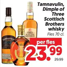 Dekamarkt Tamnavulin, Dimple of Three Scottish Brothers whisky aanbieding