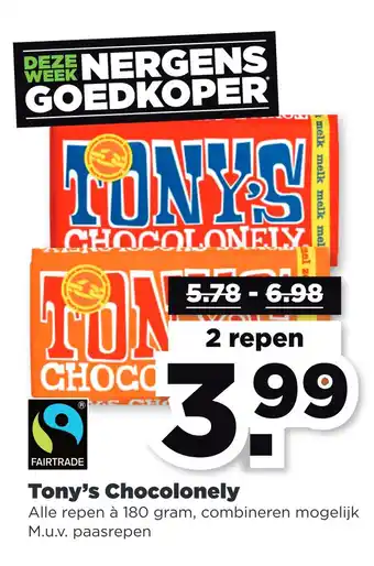 PLUS Tony's Chocolonely aanbieding