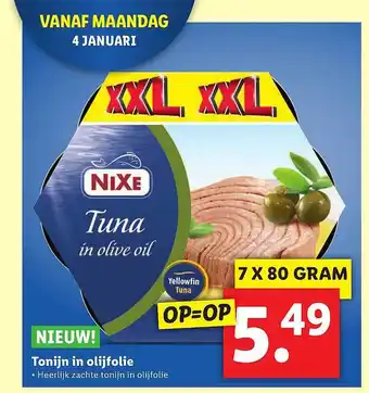 Lidl Tonijn in olijfolie aanbieding