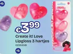 Dreamland Create it! Love Lipgloss 3 hartjes aanbieding