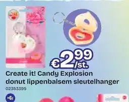 Dreamland Create it! Candy Explosion donut lippenbalsem sleutelhanger aanbieding