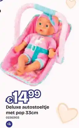 Dreamland Deluxe autostoeltje met pop 33cm aanbieding