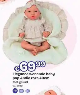 Dreamland Elegance wenende baby pop Andie roze aanbieding