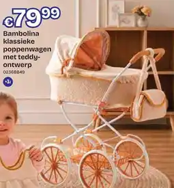 Dreamland Bambolina klassieke poppenwagen met teddy- ontwerp aanbieding