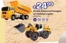 Dreamland Dickie kiepvrachtwagen en Liebherr lader aanbieding
