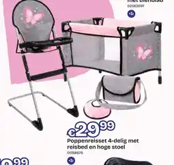 Dreamland Poppenreisset 4-delig met reisbed en hoge stoel aanbieding