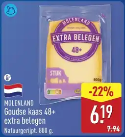 ALDI Molenland Goudse kaas 48+ extra belegen aanbieding