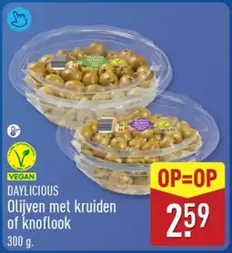 ALDI Daylicious Olijven met kruiden of knoflook aanbieding