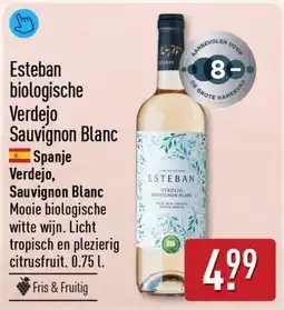 ALDI Esteban biologische Verdejo Sauvignon Blanc aanbieding