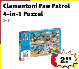 Kruidvat Clementoni Paw Patrol 4-in-1 Puzzel aanbieding