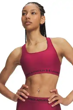 Wehkamp Under Armour Crossback Mid sport-bh medium support met logo - donkerroze aanbieding