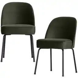 Wehkamp WOOOD Vogue Eetkamerstoelen - Fluweel - Donkergroen - Set van 2 aanbieding