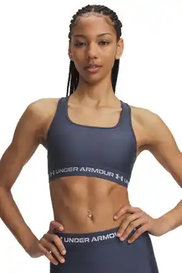 Wehkamp Under Armour Crossback Mid sport-bh medium support met logo - grijsblauw aanbieding