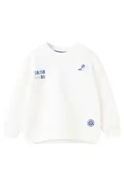 Wehkamp Mango Kids sweater met backprint - wit aanbieding