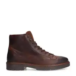 Wehkamp Manfield leren veterboots bruin aanbieding