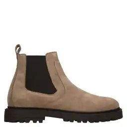 Wehkamp Manfield suède chelsea boots met profielzool - taupe aanbieding