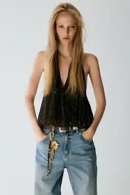 Wehkamp Mango top met pailletten - bruin aanbieding