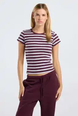 Wehkamp America Today gestreepte top - donkerrood/lila aanbieding