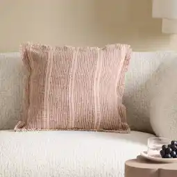 Wehkamp NOUS Living vierkante gestreepte sierkussen Jens 45x45 cm - oudroze aanbieding