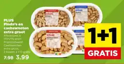 PLUS PLUS Pinda's en cashewnoten extra groot aanbieding