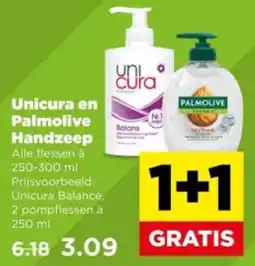 PLUS Unicura en Palmolive Handzeep aanbieding
