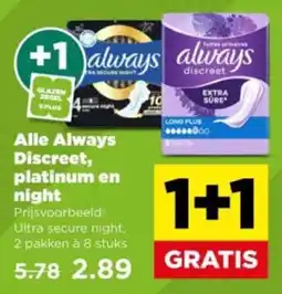 PLUS Alle Always Discreet, platinum en night aanbieding