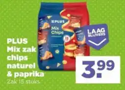 PLUS PLUS Mix zak chips naturel & paprika aanbieding