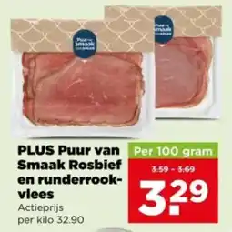 PLUS PLUS Puur van Smaak Rosbief en runderrookvlees aanbieding