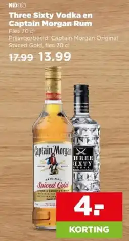 PLUS Three Sixty Vodka en Captain Morgan Rum aanbieding