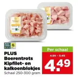 PLUS PLUS Boerentrots Kipfilet- en kalkoenblokjes aanbieding