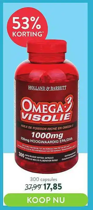 Holland & Barrett Holland & Barrett Omega 3 Visolie 53% Korting aanbieding