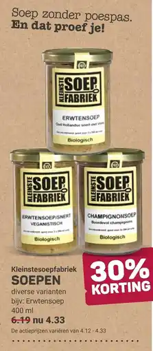 Ekoplaza Kleinstesoepfabriek soepen aanbieding