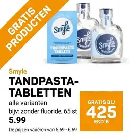 Ekoplaza Smyle tandpasta-tabletten aanbieding