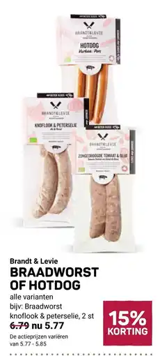 Ekoplaza Brandt & Levie braadworst of hotdog aanbieding