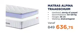 TotaalBED Matras alpina traagschuim aanbieding
