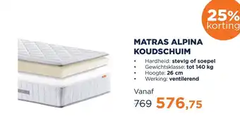 TotaalBED Matras alpina koudschuim aanbieding