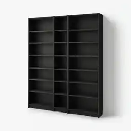 IKEA Zwarte billy-boekenkast, modern, aan de muur gemonteerd, met meerdere lege planken aanbieding