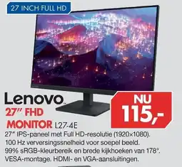 Vobis Lenovo 27" FHD MONITOR L27-4E aanbieding