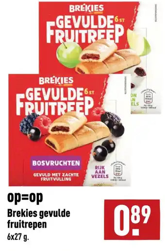 ALDI Brekies gevulde fruitrepen aanbieding