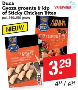 Coop Duca Gyoza groente & kip of Sticky Chicken Bites aanbieding