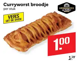 Coop Hendrickx de Bakker curryworst broodje aanbieding