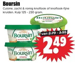 Dirk Boursin Cuisine, zacht & romig knoflook of knoflook-fijne kruiden. Kuip 125 - 230 gram. aanbieding