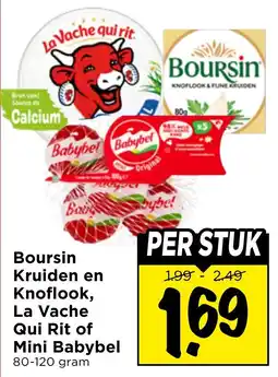Vomar Voordeelmarkt Boursin Kruiden en Knoflook, La Vache Qui Rit of Mini Babybel aanbieding