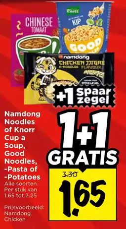 Vomar Voordeelmarkt Alle Namdong Noodles of Knorr Cup a Soup, Good Noodles, -Pasta of -Potatoes aanbieding