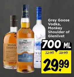 Vomar Voordeelmarkt Grey Goose Vodka, Monkey Shoulder of Glenlivet aanbieding