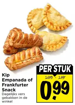 Vomar Voordeelmarkt Kip Empanada of Frankfurter Snack aanbieding