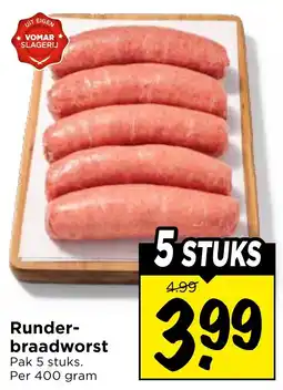 Vomar Voordeelmarkt Runder-braadworst aanbieding